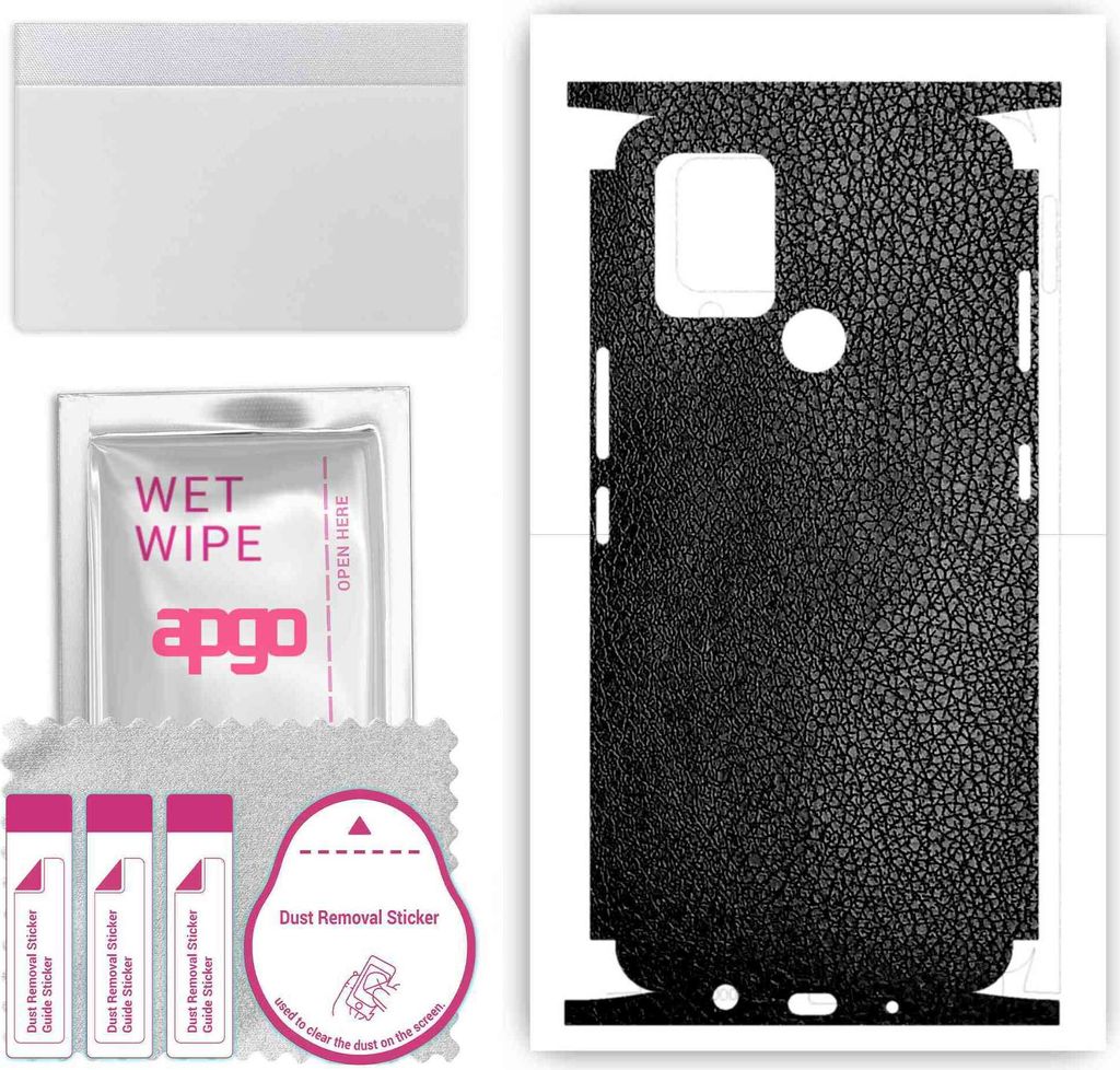 apgo Rückseite + Seiten Schutzfolie, Skin, kompatibel mit Tecno Pova, Hinten Displayschutzfolie aus Vinylfolie, kratzfest, einfache Montage - Schw...