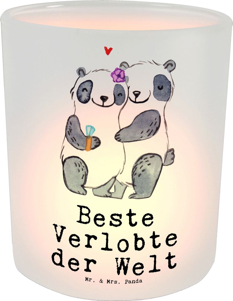 Mr. & Mrs. Panda Outdoor Windlicht Panda Beste Verlobte der Welt - Transparent - Geschenk, Frau, Kerzenglas, glaswindlicht, Ehe, glas kerzenhalter,...