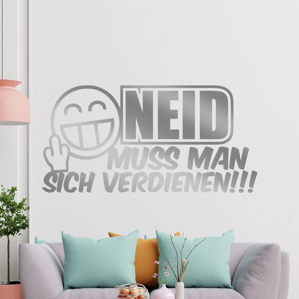 KIWISTAR Neid muss man sich verdienen - Nicht geschenkt Kapital Erfolg Arbeit Wandtattoo in 6 Größen - Wandaufkleber Wall Sticker - Dekoration, K...