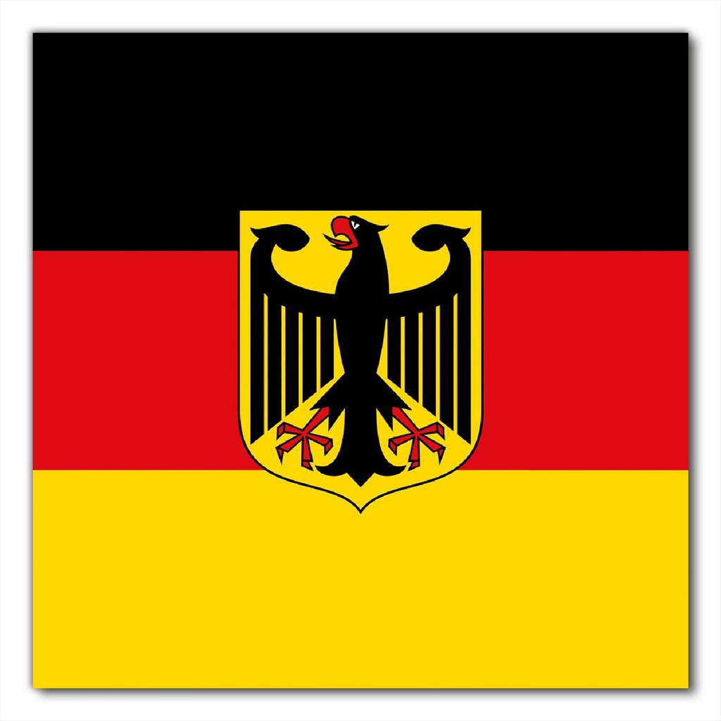 Wallario selbstklebende Möbelfolie/ Tischdecke für Innen und Außen, Größe: 90 x 90 cm - Deutsche Flagge mit Wappen