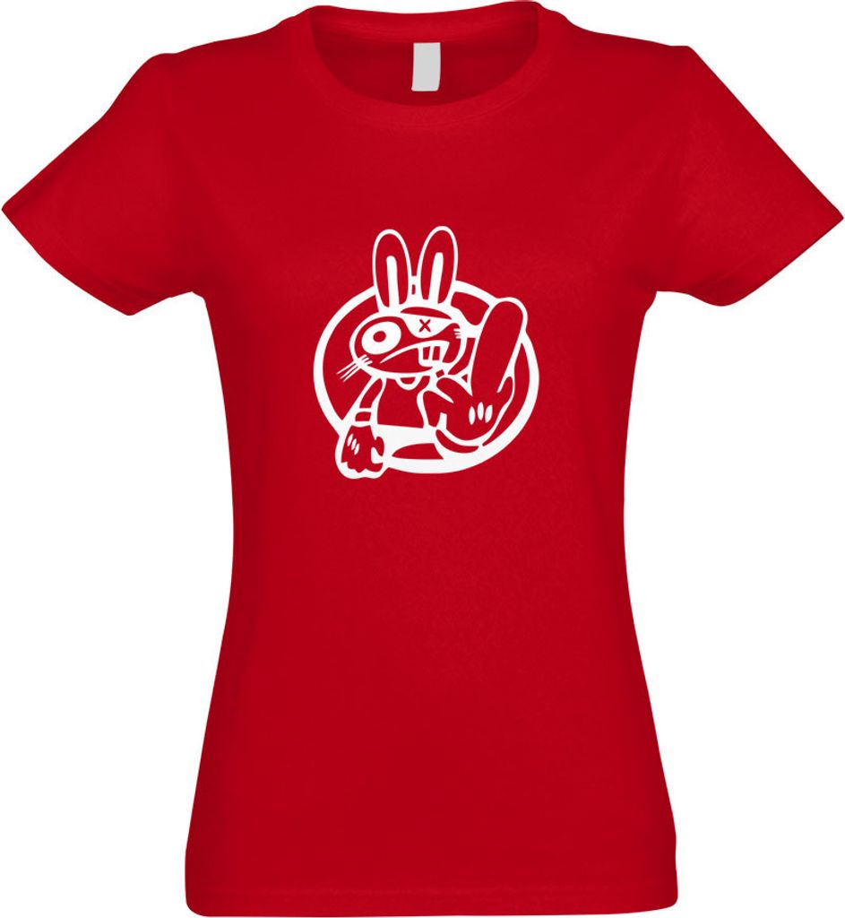 Kiwistar - T-Shirt tailliert - Damen - rot - Drift Rabbit - mit Motiv Bedruckt - Funshirt Design - Sport - Freizeit - Damen - S