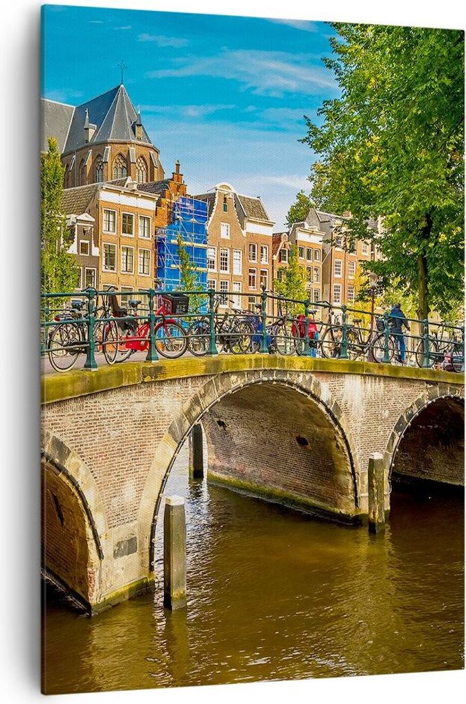 Bild auf Leinwand - Leinwandbild - Einteilig - amsterdam Bögen Architektur Gebäude - 70x100cm - Wand Bild - Wandbilder - Leinwanddruck - Wanddeko...