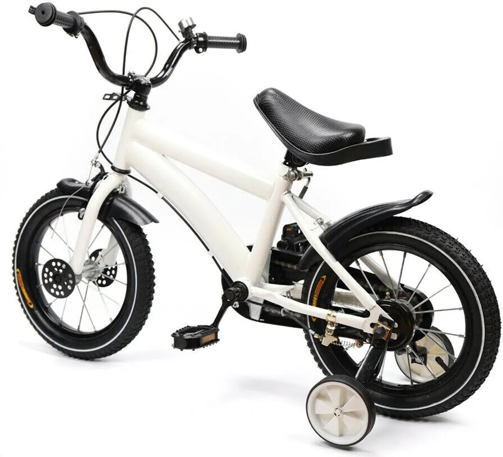 Vélo enfant 14 pouces Blanc et Rouge pour garçon avec petites roues