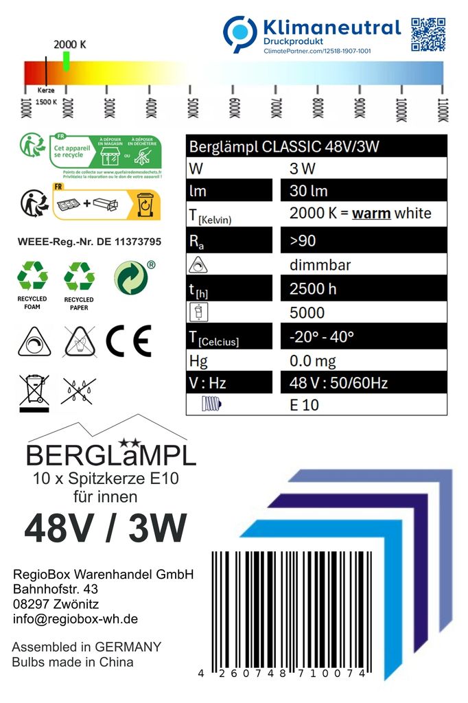 10x Stück E10 48V/3W Ersatzlampe für Schwibbogen, Produktbild 6