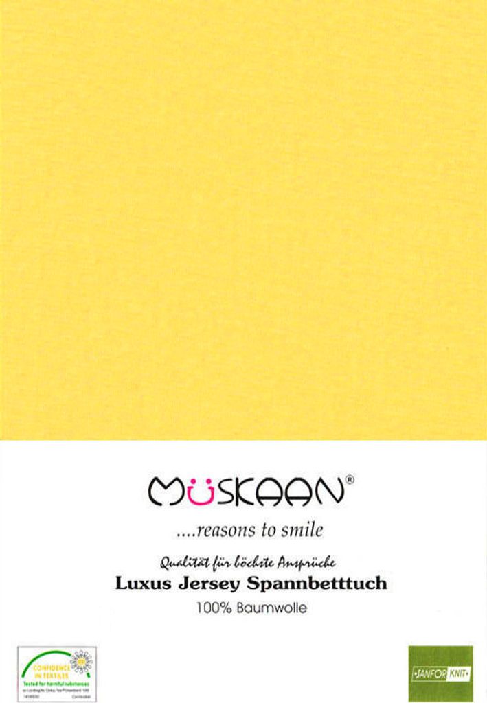 Jersey Spannbettlaken 90x200 - 100x200 cm Gelb - 100% Baumwolle