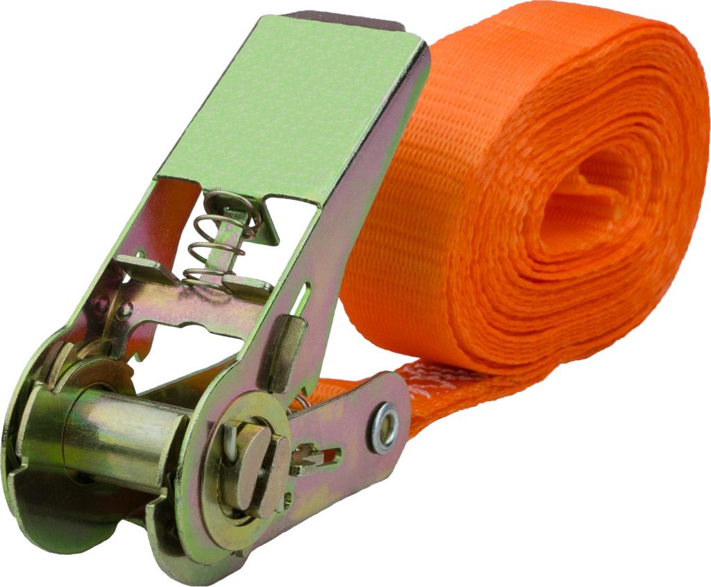 Spanngurt mit Ratsche | 25mm breit | 5m lang | bis 700kg | Spanngurt orange | Zurrgurt für Ladungssicherung | Spanngurt mit Doppelspitzhaken | Gur...