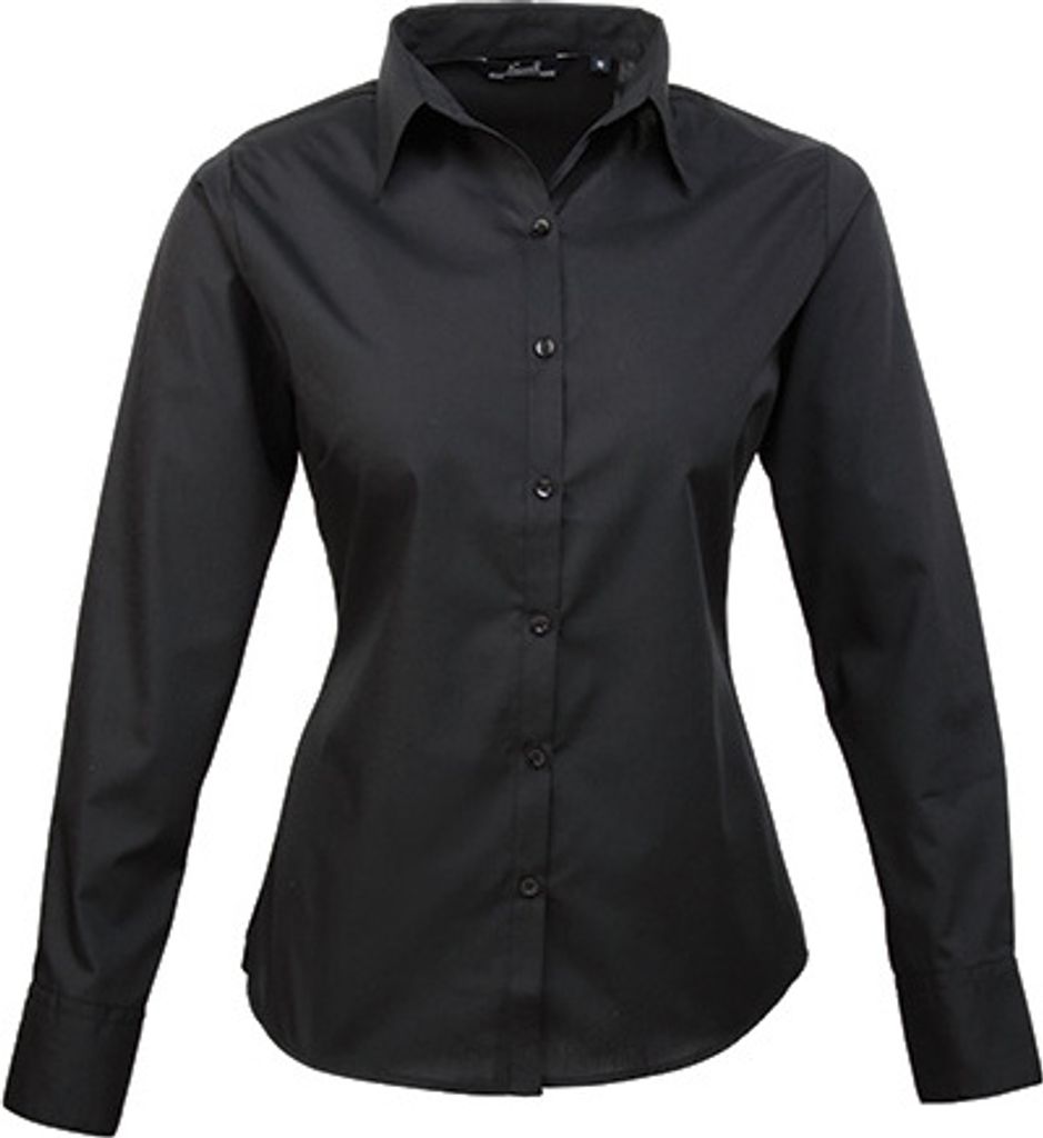 Premier Workwear Baumwolle Classics Popeline Bluse langarm Produktbild 