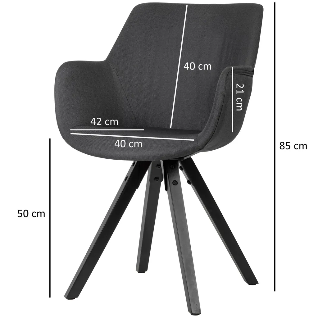Chaises ergonomiques noires à accoudoirs et structure métal 85cm