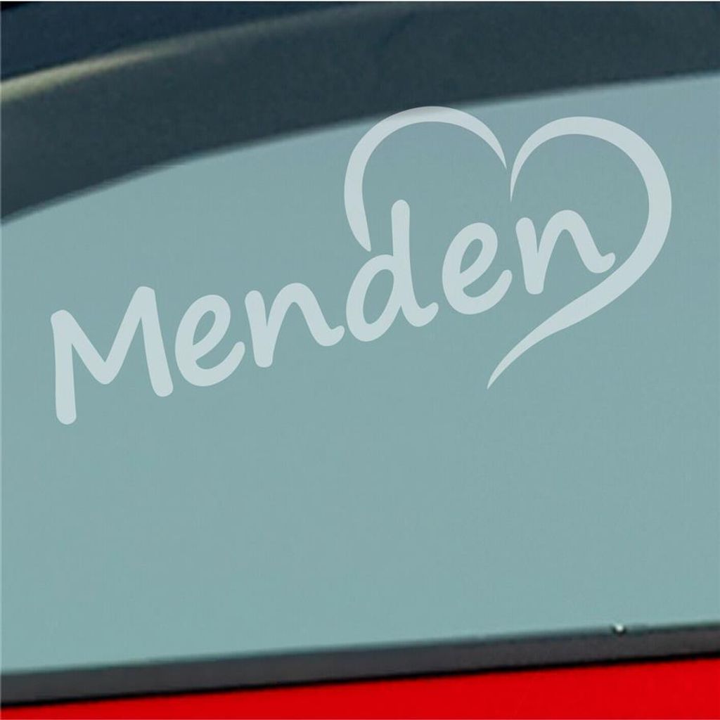 Auto Aufkleber Menden Herz Heart Stadt City Liebe Love 18x8 cm Milchglas Sticker Heckscheibenaufkleber