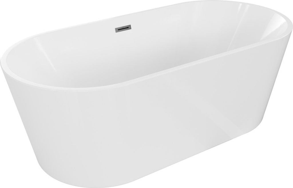 Mexen Luna freistehende Badewanne 170 x 80 cm, weiß, Überlauf gun metal - 52031708000-95