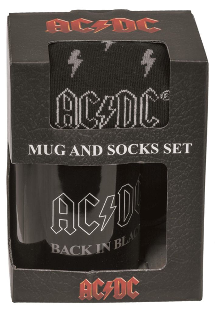 AC/DC Back in Black Geschenkset für Fans - Tasse und Socken Produktbild 