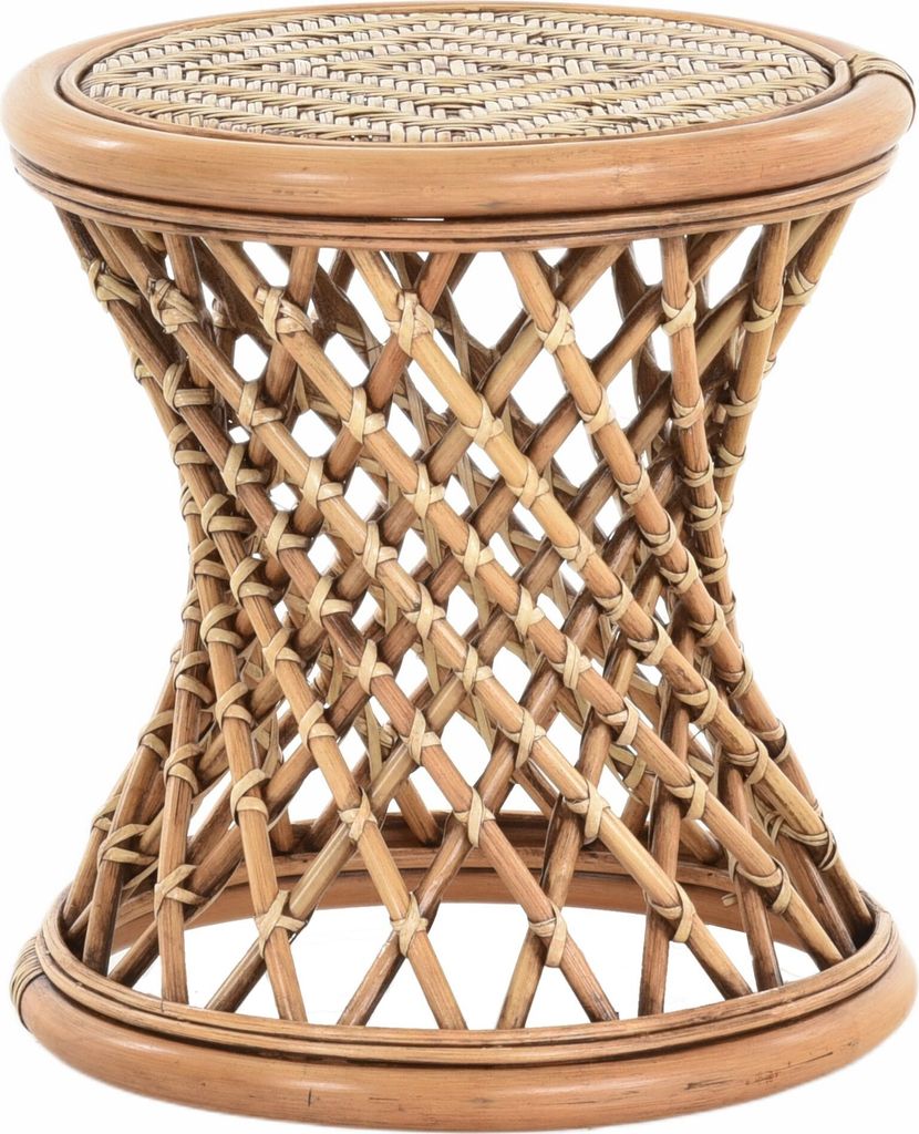 KRINES HOME Rattan Hocker gekreuzt (Braun gewaschen) - in DE