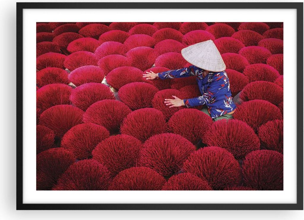 Gerahmtes Poster - Schwarzer Rahmen - Trocknen Weihrauch Vietnam - 70x50 cm - Wand Bild - Wanddeko - Wandbilder - Kunstposter - Wandposter - Bilder...