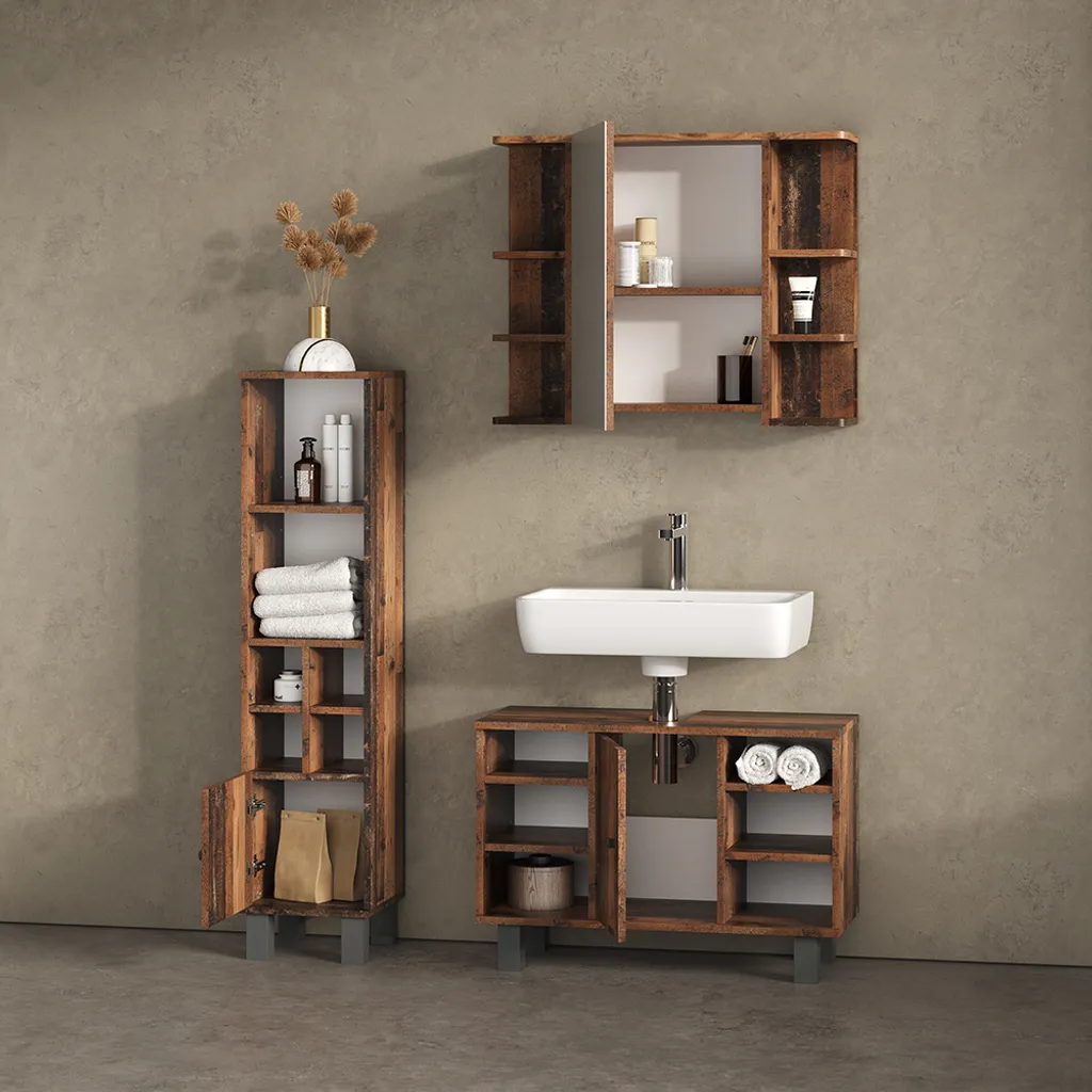 Colonna Bagno Stretta 30 cm Fucino Rovere | Livinity Mobile Alto - 5