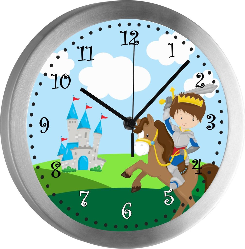 Funkuhr, Kinder Wanduhr, Kinderuhr, Kinderzimmer Ritter