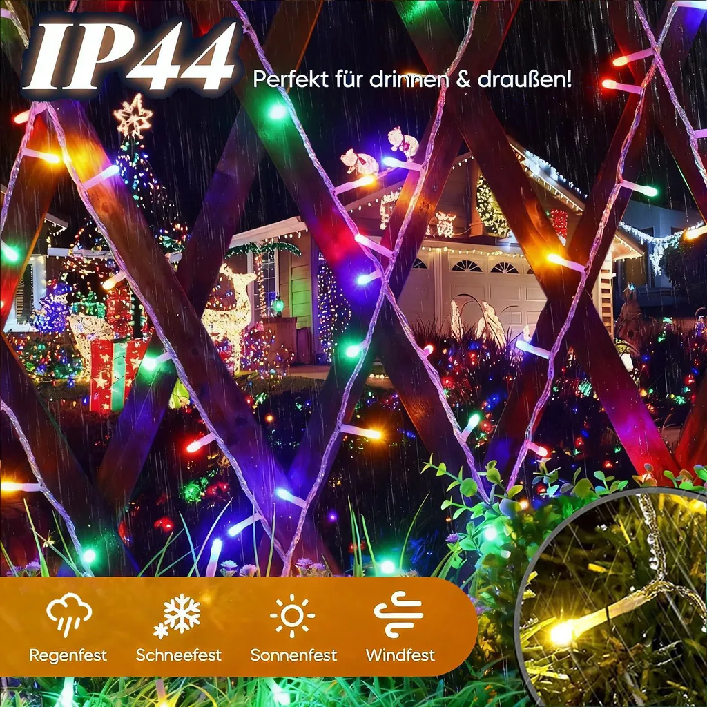 Confezione da 2 stringhe di luci con timer e telecomando, piccole luci interne con batteria, 10 m, 100 LED, IP65, impermeabili, senza batterie, per camera da letto, matrimonio, Natale, feste