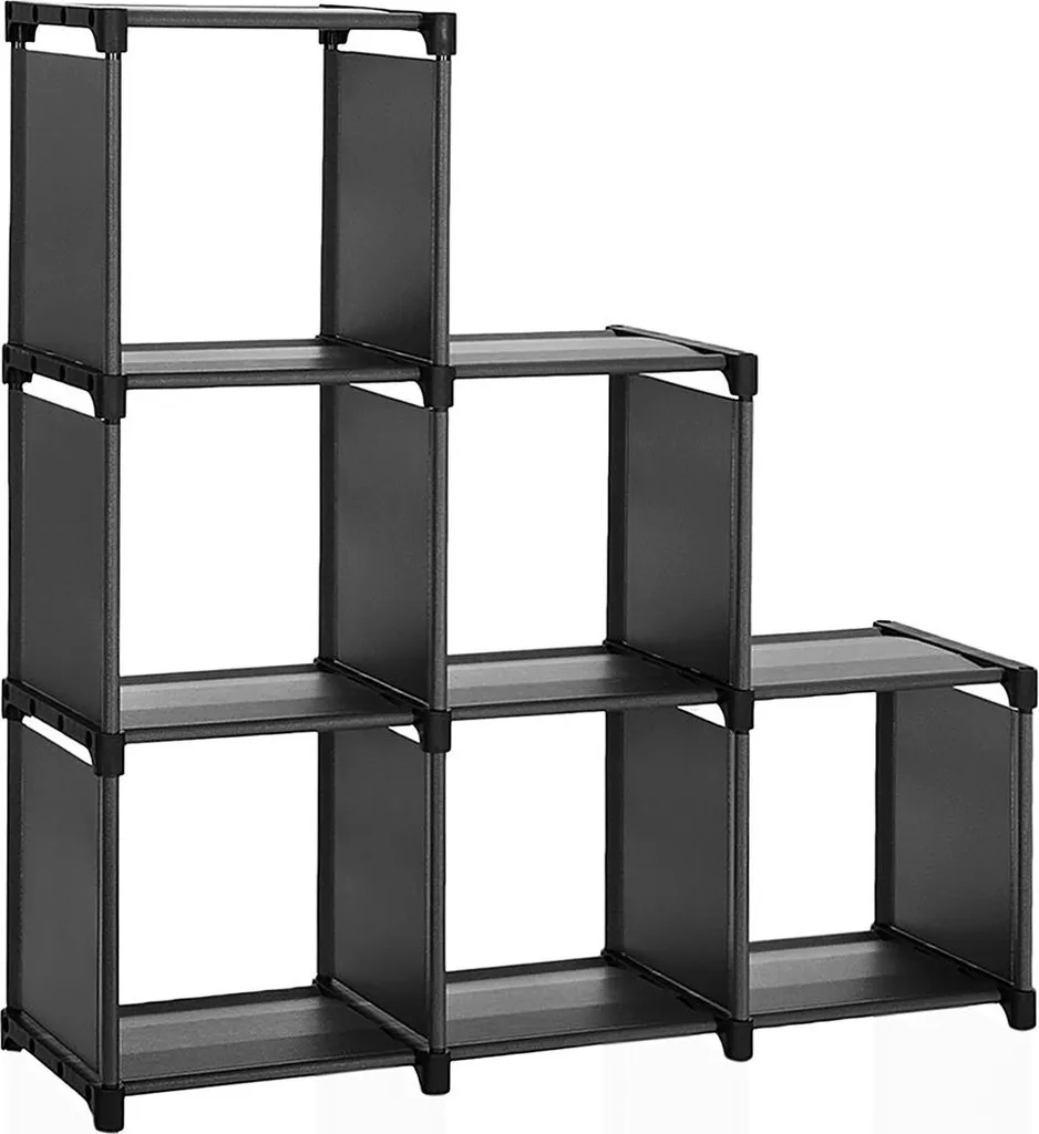 Étagère en plastique 6 cubes noir modulable pour rangement vêtements