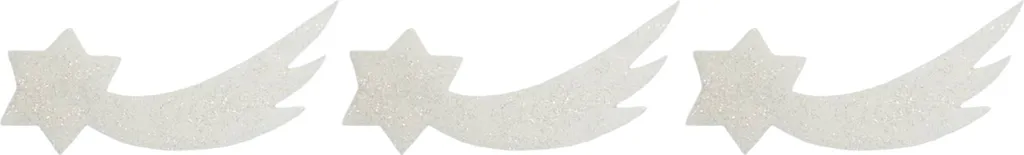 Lot de 3 Comètes de Noël en Mousse et Paillettes Blanches 30 x 12 cm