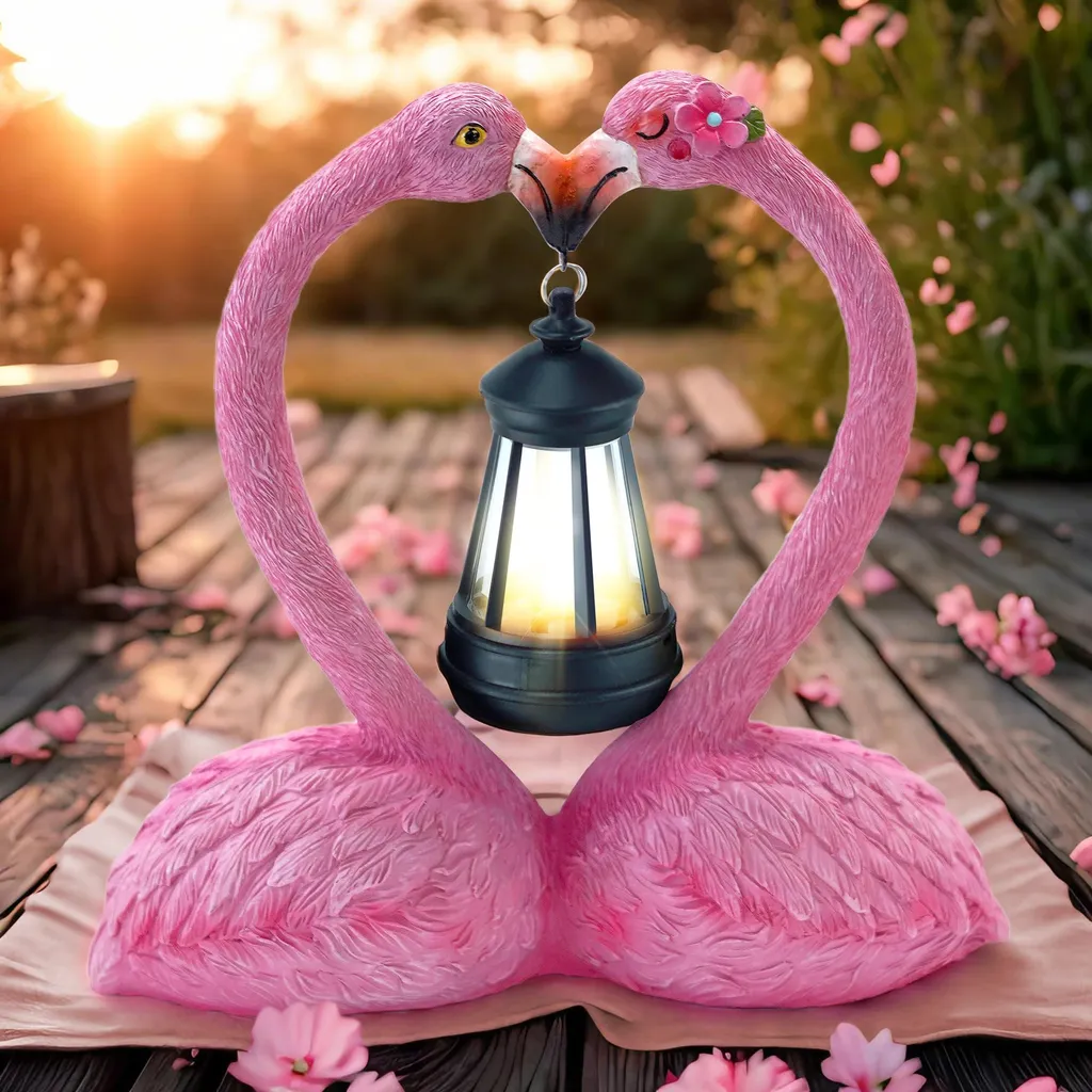 Déco de Jardin Solaire Flamant Rose 25cm : Éclairage Sans Fil Automatique