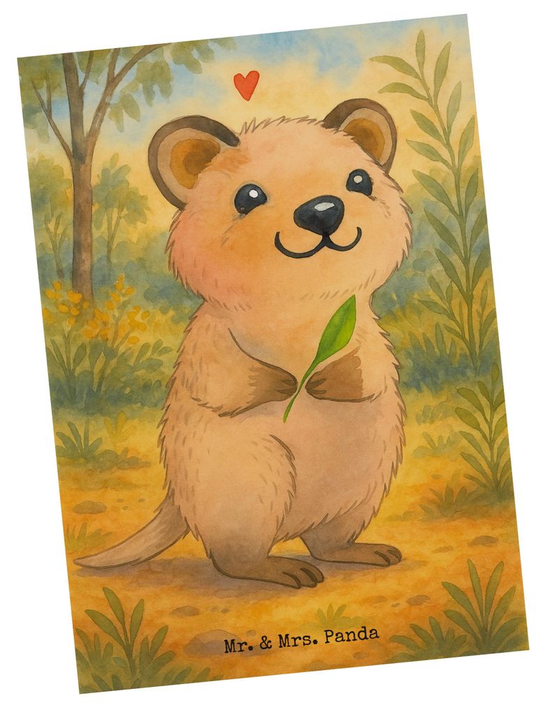 Mr. & Mrs. Panda Postkarte Quokka Happy Design - Weiß - Geschenk, Ansichtskarte, Aufschieberitis, Ansichtskarten, Lustiger Spruch, Lustige Sprüch...