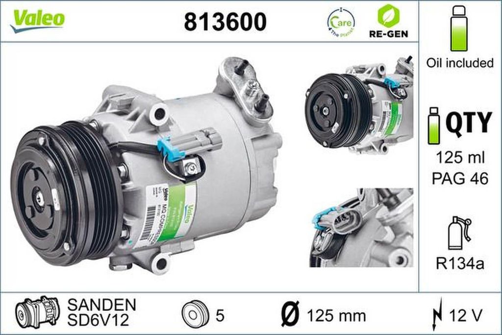 VALEO 813600 CVC Klimaanlage Klimakompressor PAG 46 R134a für OPEL ZAFIRA B (A05) Astra H Caravan (A04) Astra H Schrägheck (A04) Astra H GTC (A04)