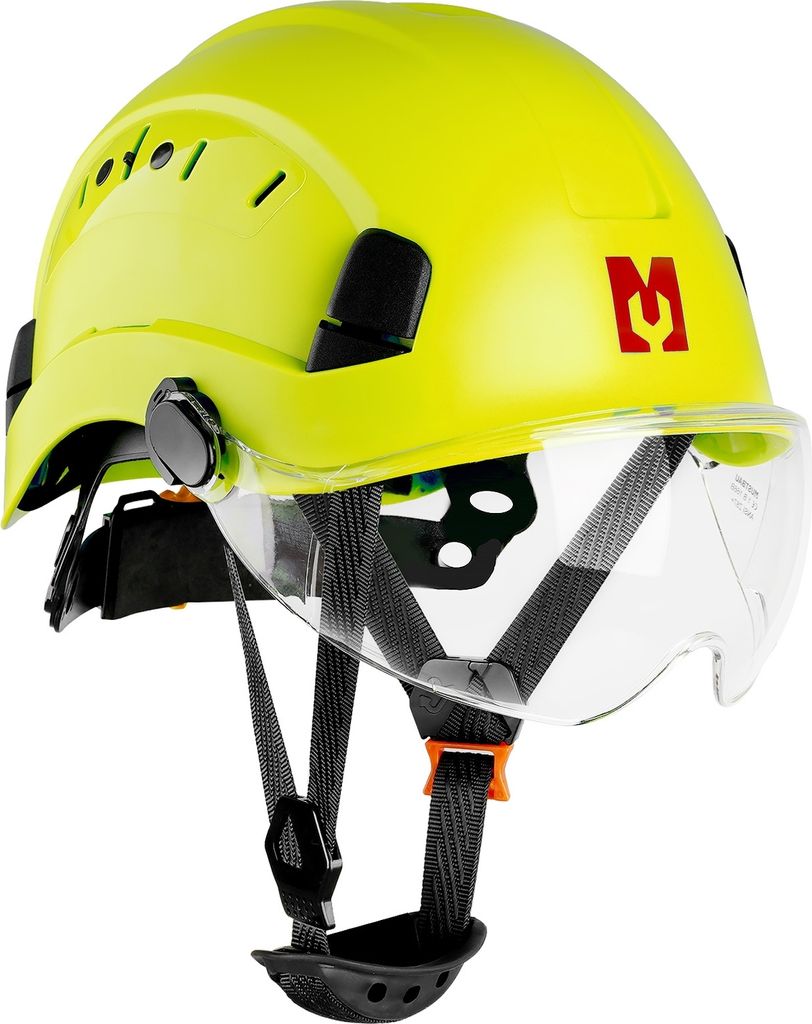 Mustbau Sicherheitshelm, EN397 Schutzhelme mit Schweißband und Visier, 53 bis 63cm Verstellbarer Kopfumfang, strapazierfähiges ABS-Material Für ...