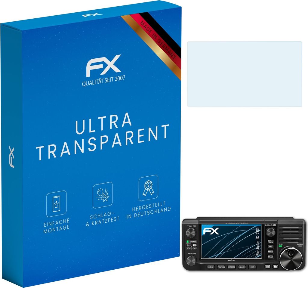 atFoliX FX-Clear 3x Schutzfolie kompatibel mit Icom IC-705 Displayschutzfolie