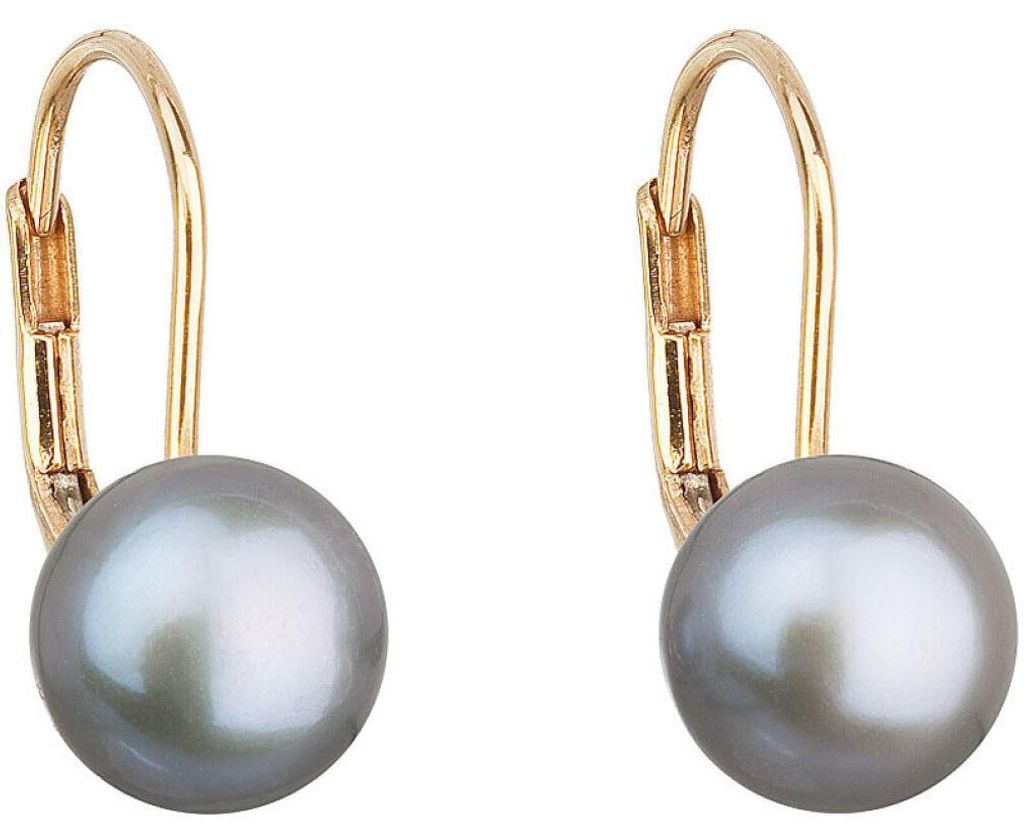 Gold pearl earrings with genuine pearls Pavon 921009.3 gray