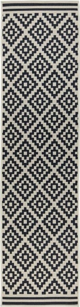 KADIMA DESIGN NEBEL Mioretti 66 cm x 230 cm Schwarz & Beige Läufer Outdoor Teppich