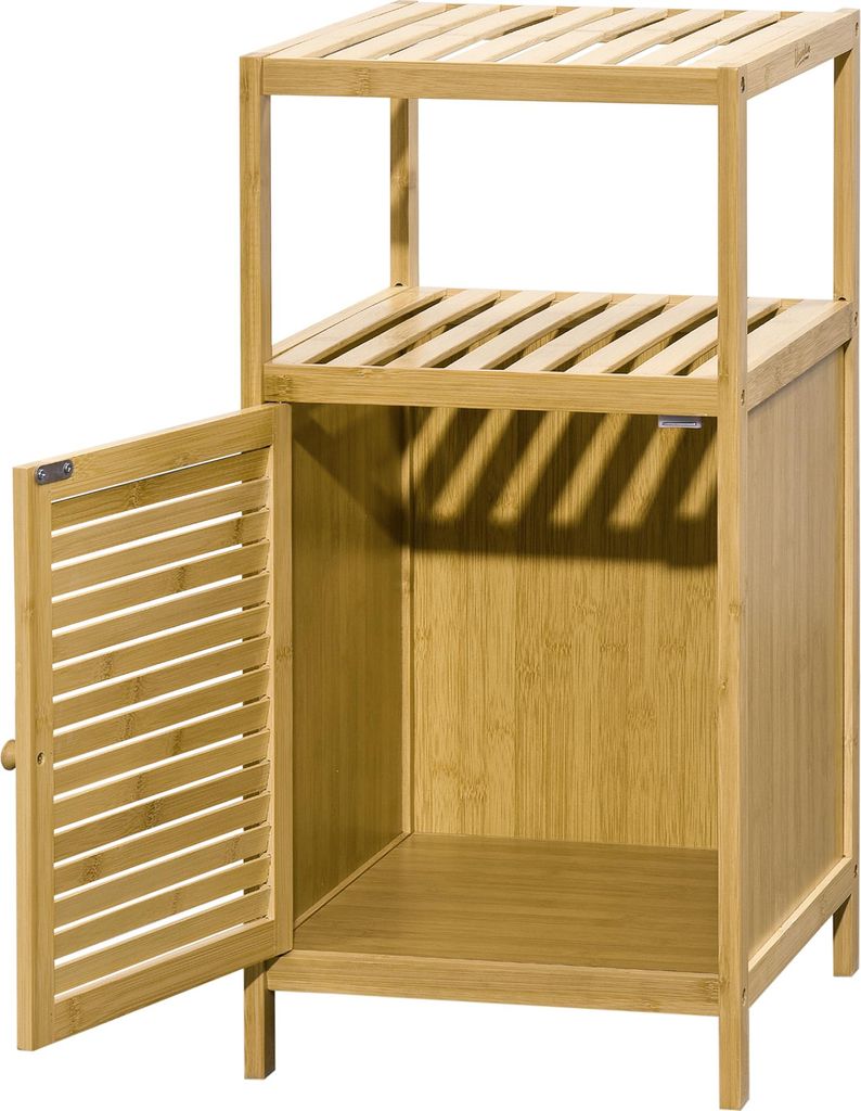 Bambus Badregal mit Schrank, 33x36.5x67 cm, Natur, 1 Ablage