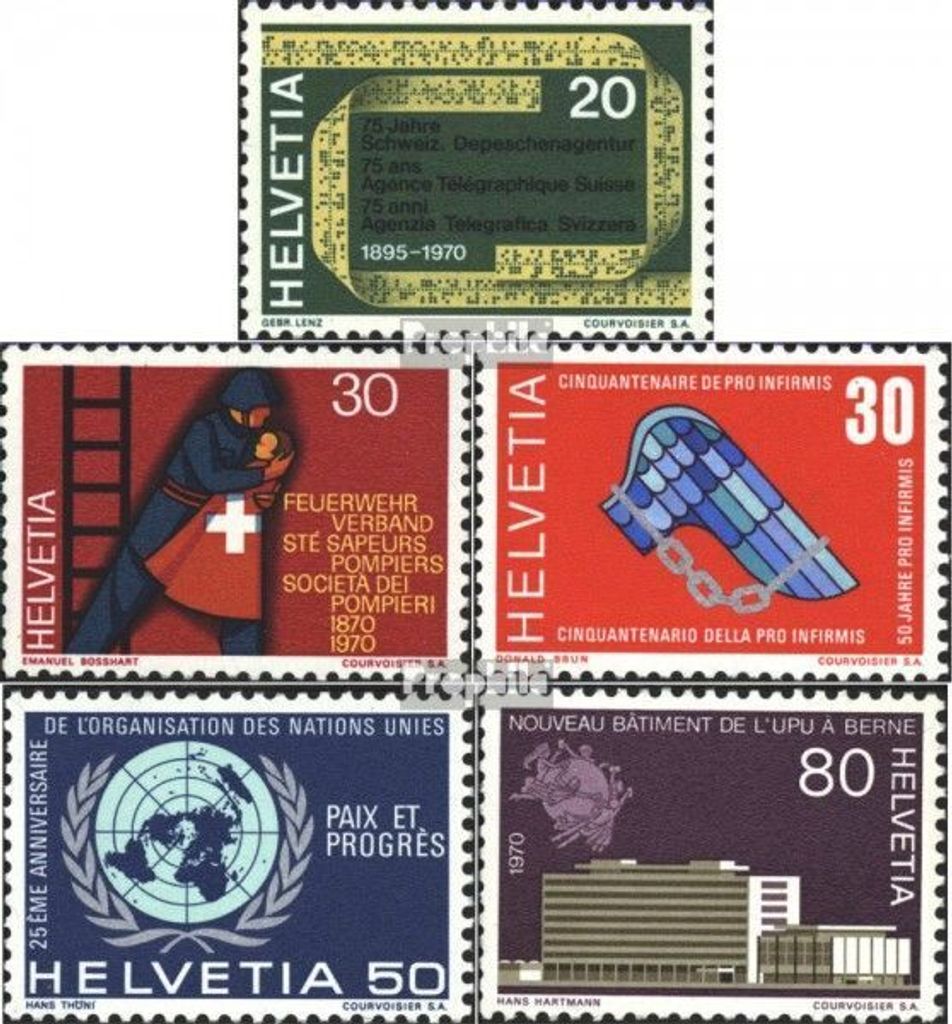 Briefmarken Schweiz 1970 Mi 918-922 (kompl.Ausgabe) postfrisch Jahresereignisse