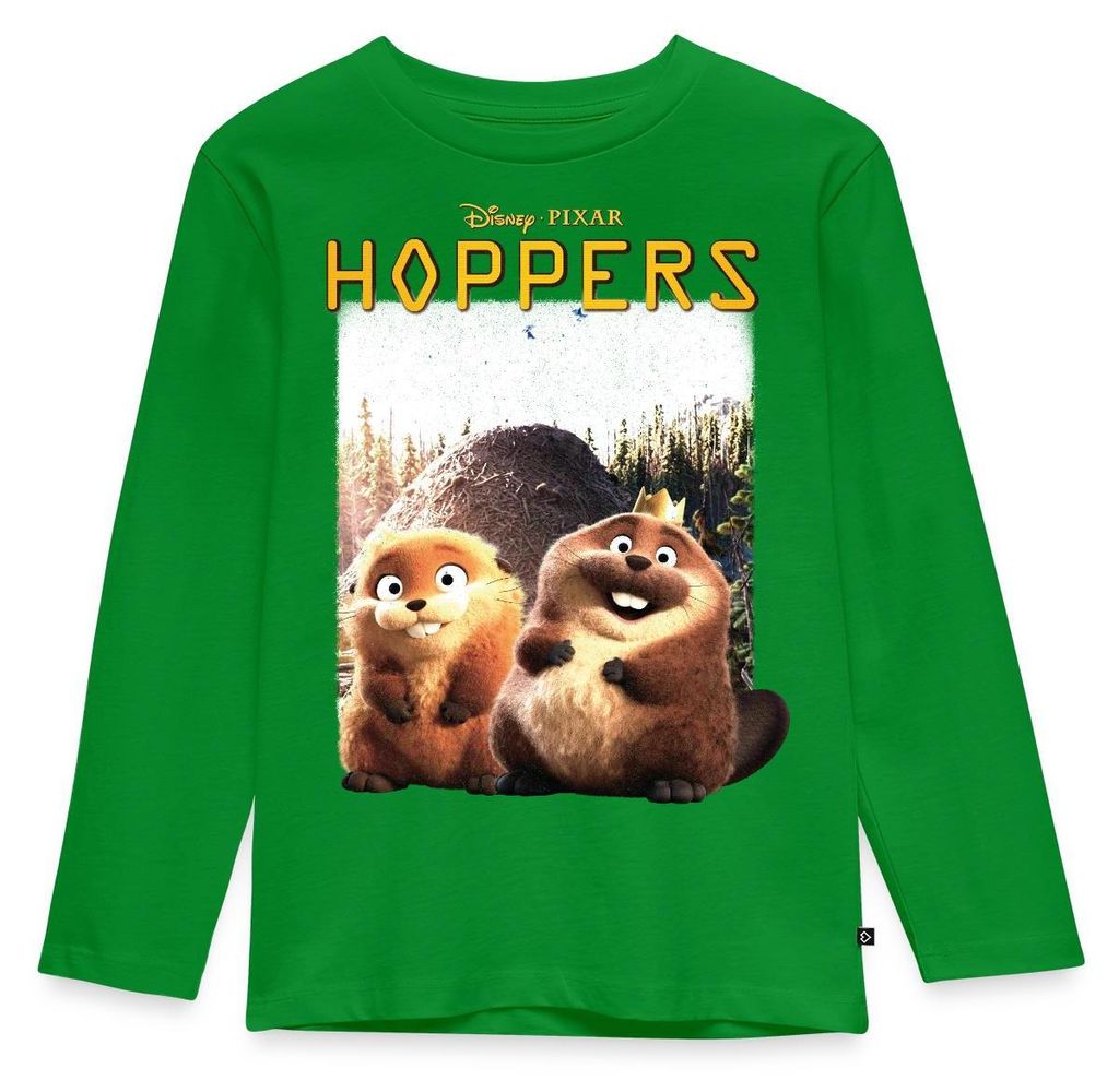 Spreadshirt Hoppers King George Mit Mabel Beaver & Schriftzug Kinder Premium Langarmshirt, 110/116 (4 Jahre), Grün