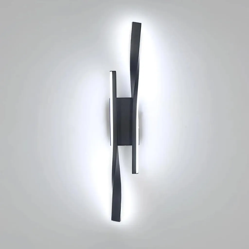 Lampe murale LED moderne 16W noire 1800 lumens éclairage blanc froid