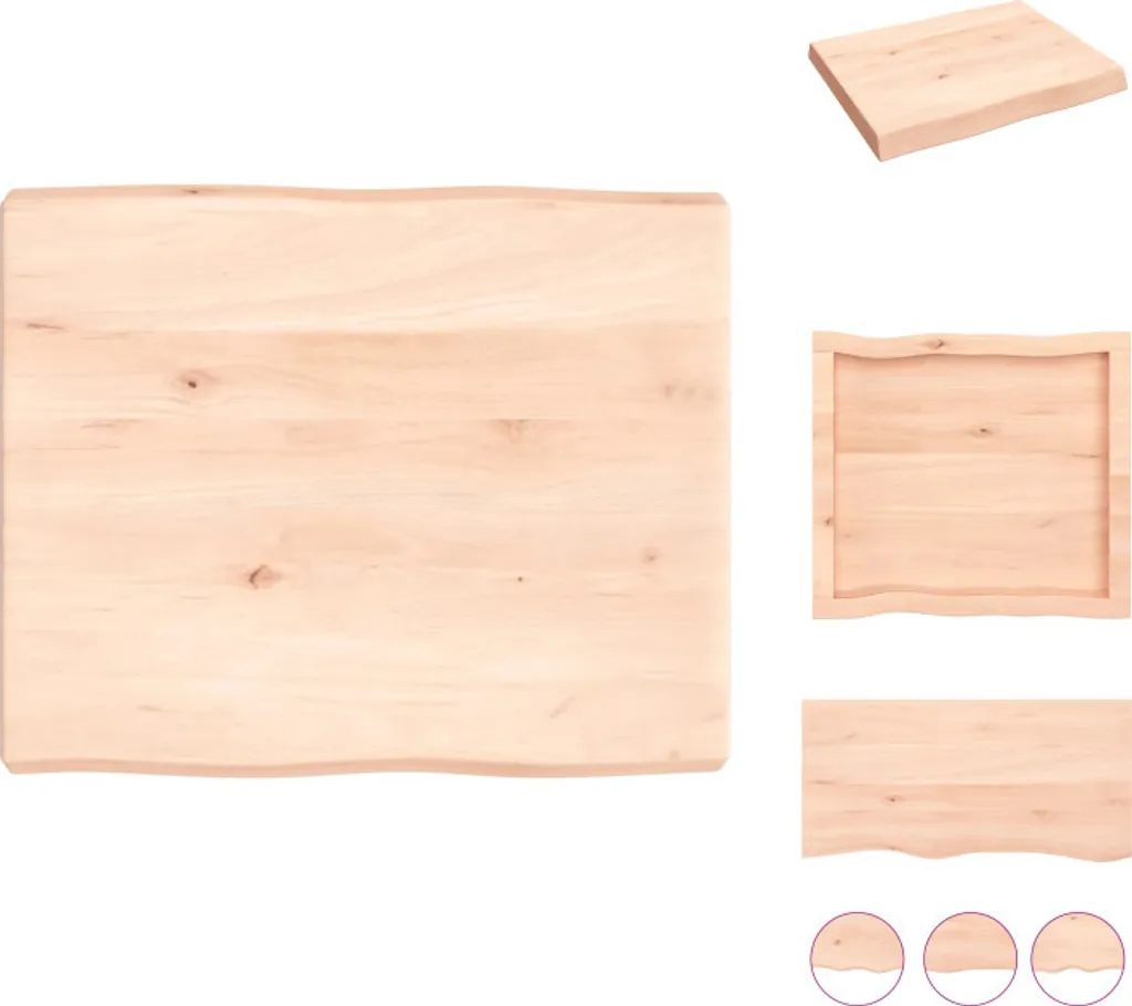 Piano Tavolo Rustico 60x50 Legno Massiccio Bordo Naturale Grezzo