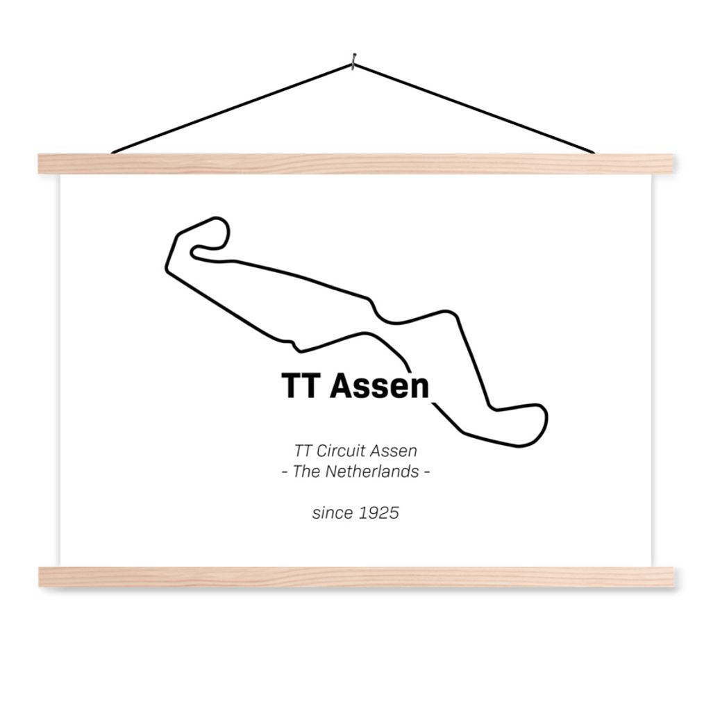 MuchoWow Textilposter TT Assen - Rundkurs - Niederlande 60x40 cm mit holzfarbenen Rahmen - Bilder