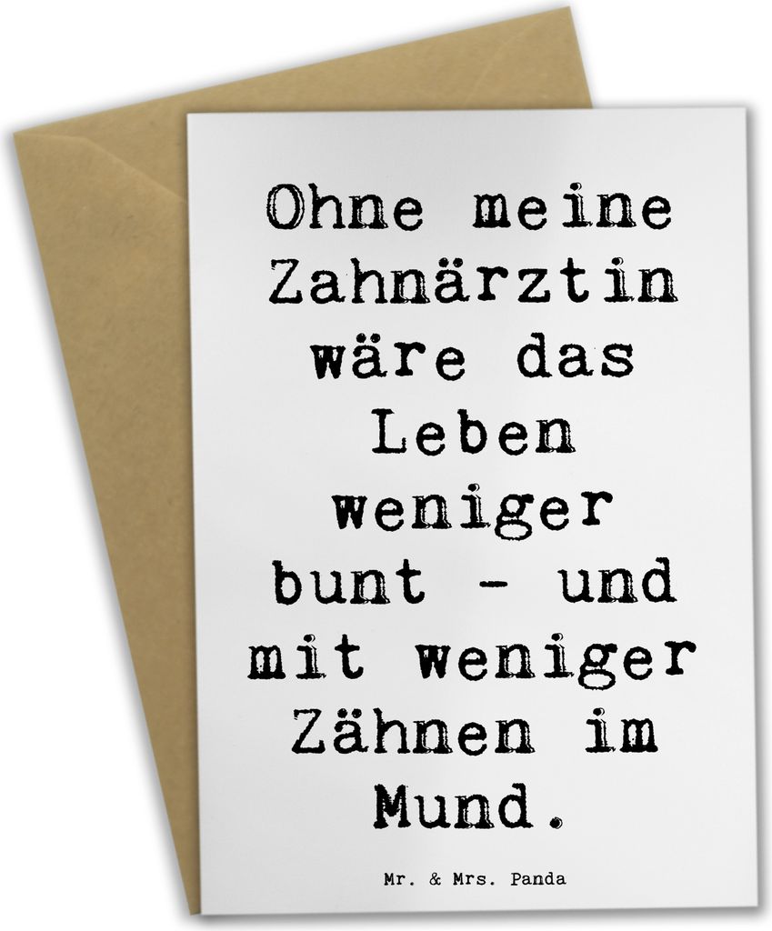Mr. & Mrs. Panda Klappkarte Spruch Zahnärztin Dank - Weiß - Geschenk, Mundgesundheit, Geschenke für, weihnachtskarten, einladungskarten, mit Her...