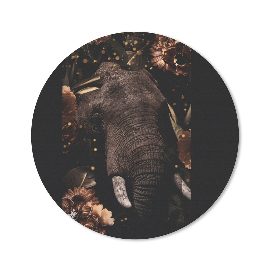 MuchoWow Mauspad Mousepad Elefant - Tiere - Blumen - Licht 20x20 cm - Mousepads - Maus Mat - Pad - Mausunterlage - Schreibtischmatte