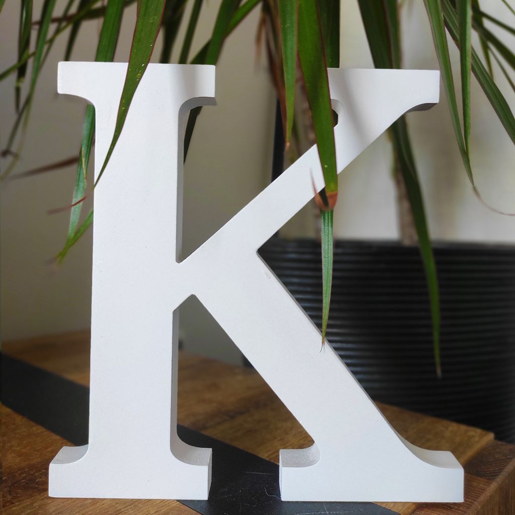 Holzbuchstabe weiß, ca. 20 cm, 1,8 cm Dicke, Buchstabe K Produktbild 