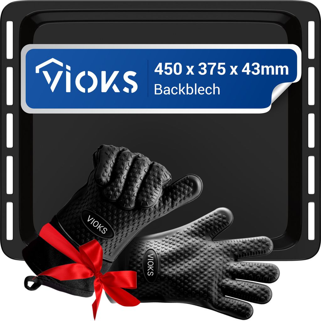 Backblech mit 2 Ofenhandschuhe passend wie Whirlpool 481010657928 für Herd Backofen