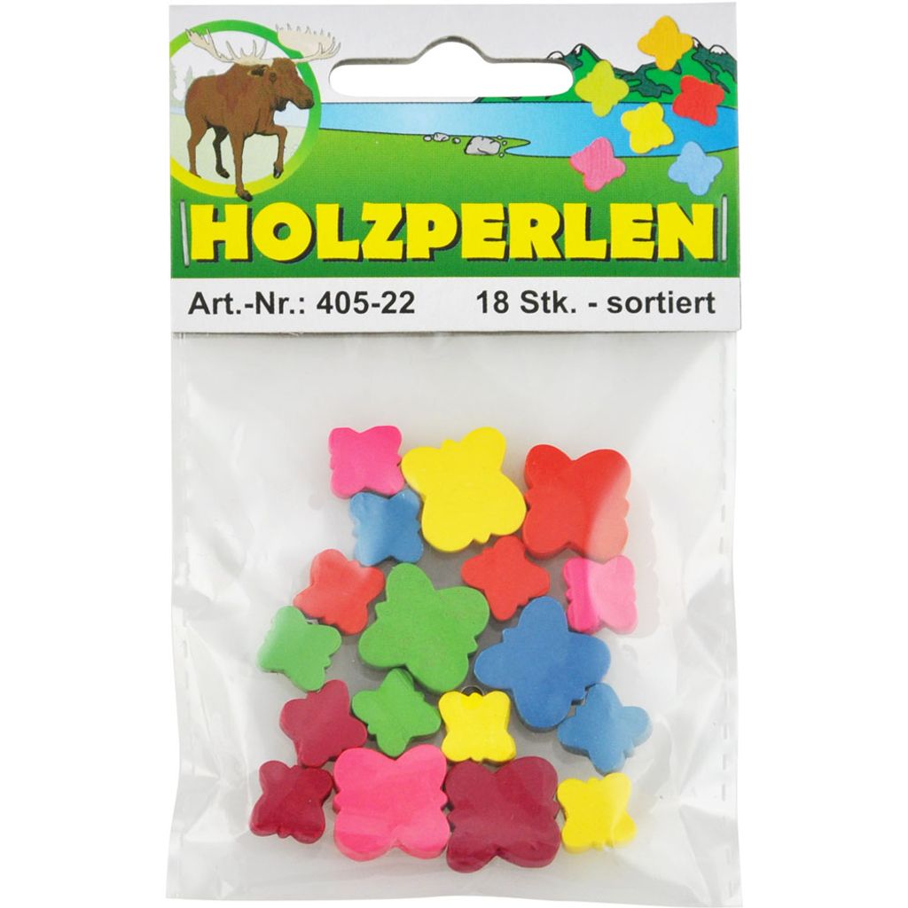 Motivperle 18 Schmetterlinge bunt basteln fädeln