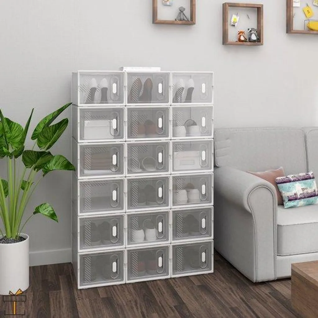 Organisateurs de chaussures modulables transparents en plastique - 18 pcs