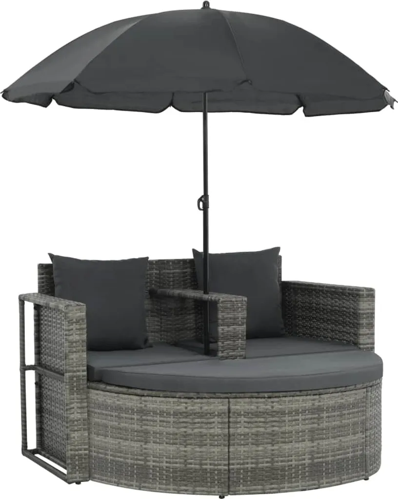 Lit de Jardin avec Parasol : Profitez de l'Ombre et du Confort au Gris