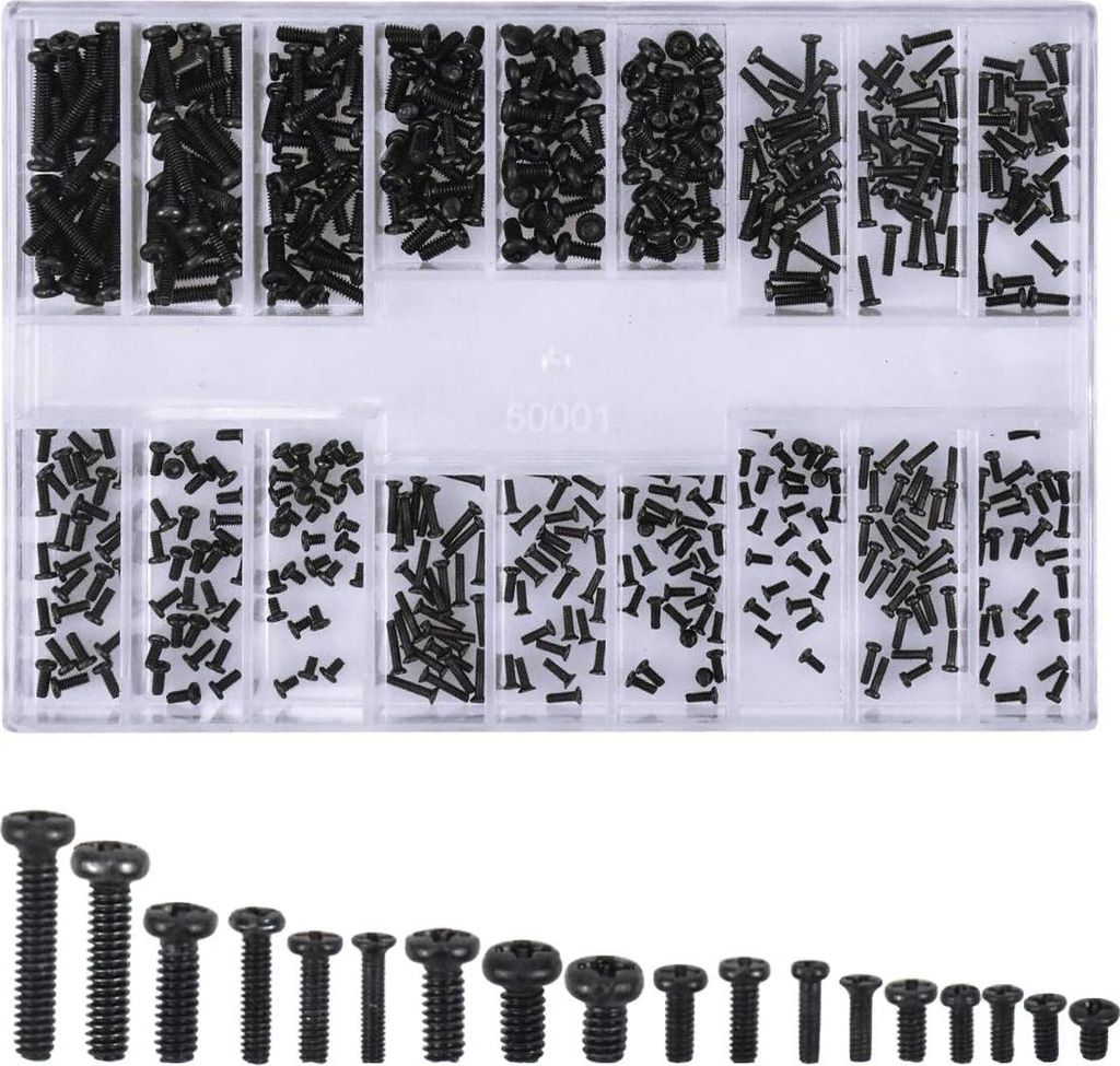500-teiliges Schraubenset, Senkkopfschrauben, Mikroschrauben, Reparaturwerkzeug-Sets für Computerreparaturen, Brillen, Uhren, Schmuck, leicht zu t...
