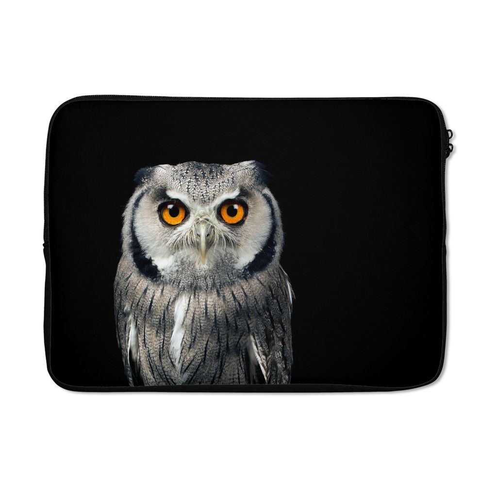 MuchoWow Laptop Hülle 13 Zoll Eule - Vogel - Orange - Schwarz Laptoptasche - Laptophülle - Sleeve - Rundumschutz