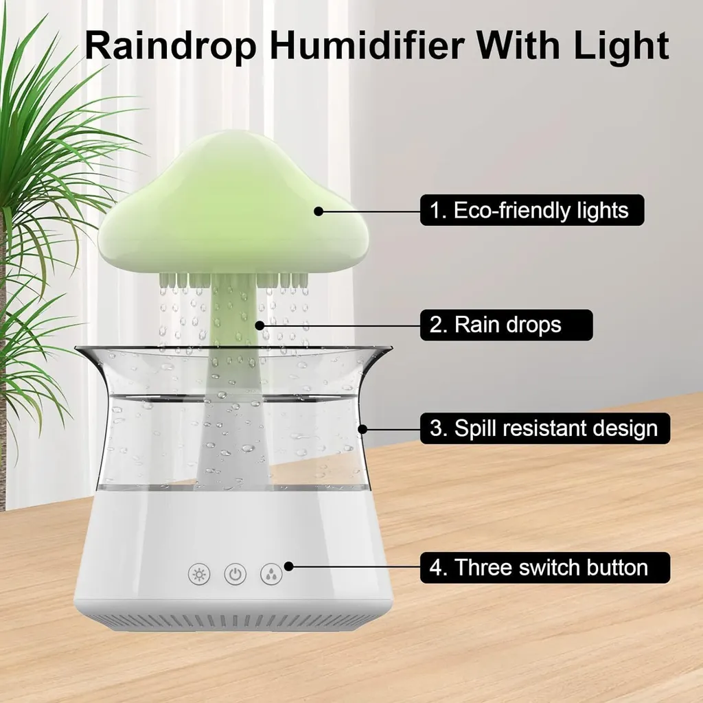 Humidificateur nuage de pluie 450ml avec diffuseur d'huiles et télécommande - 5