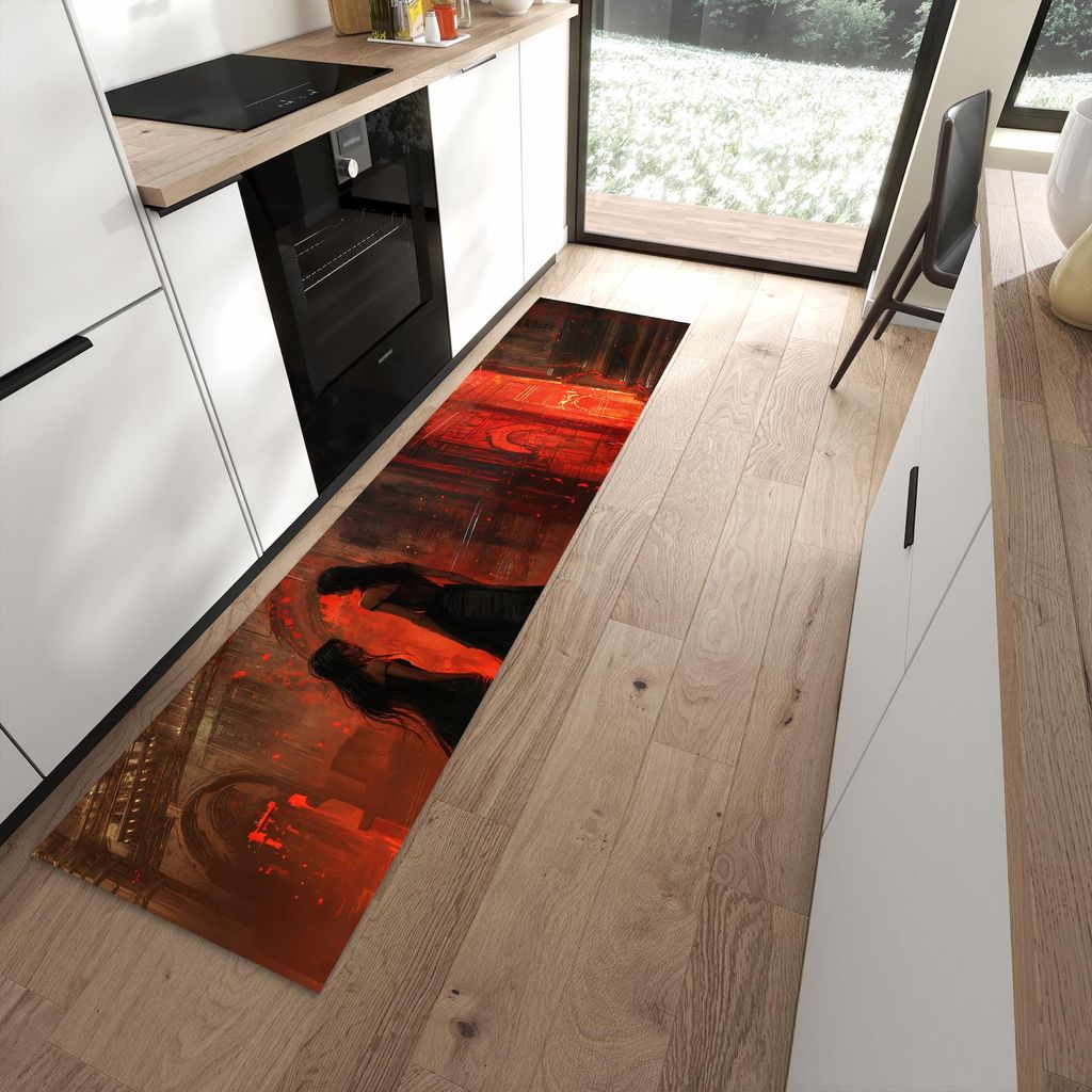 Küchenteppich 60x240cm rutschfest & abwischbar PVC Läufer - Feuerpalast