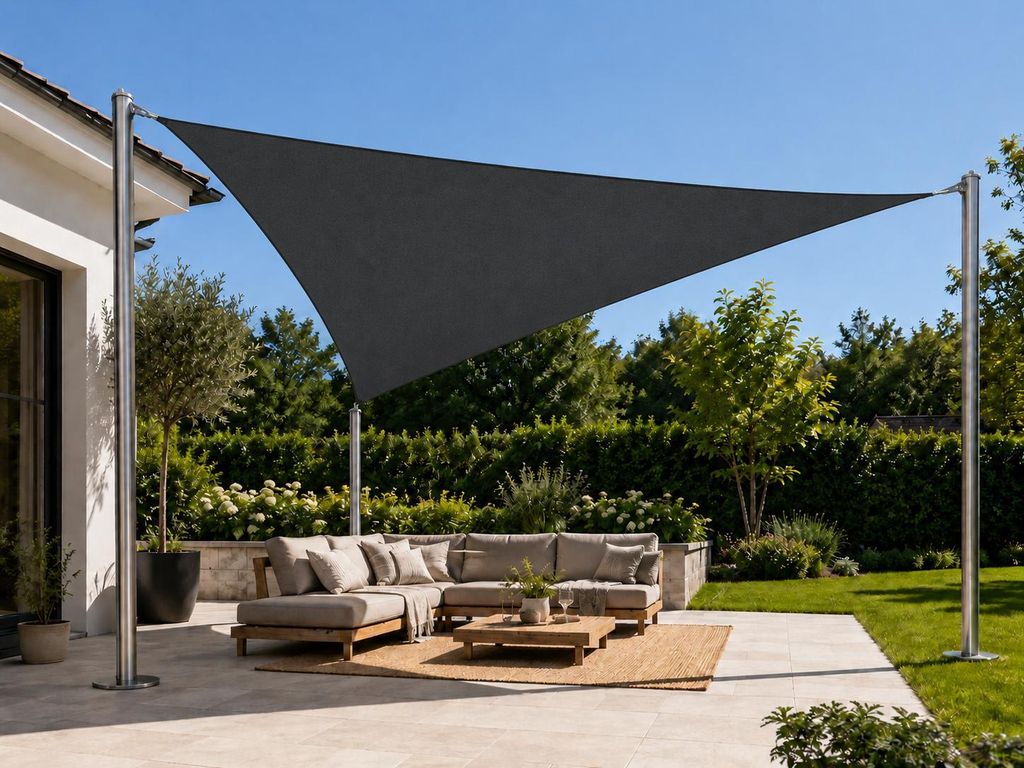 Sonnensegel Dreieck 3m, 3,6m oder 5m Kantenlänge | Wasserabweisend & UV-Schutz | für Balkon, Terrasse & Garten | verstärkte Ösen | 3m, Anthrazit