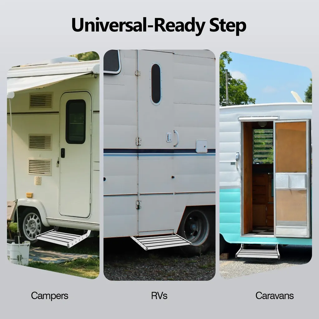 Marchepied Escabeau Camping-Car Pliable Argenté pour Accès Facile et Sûr - 5