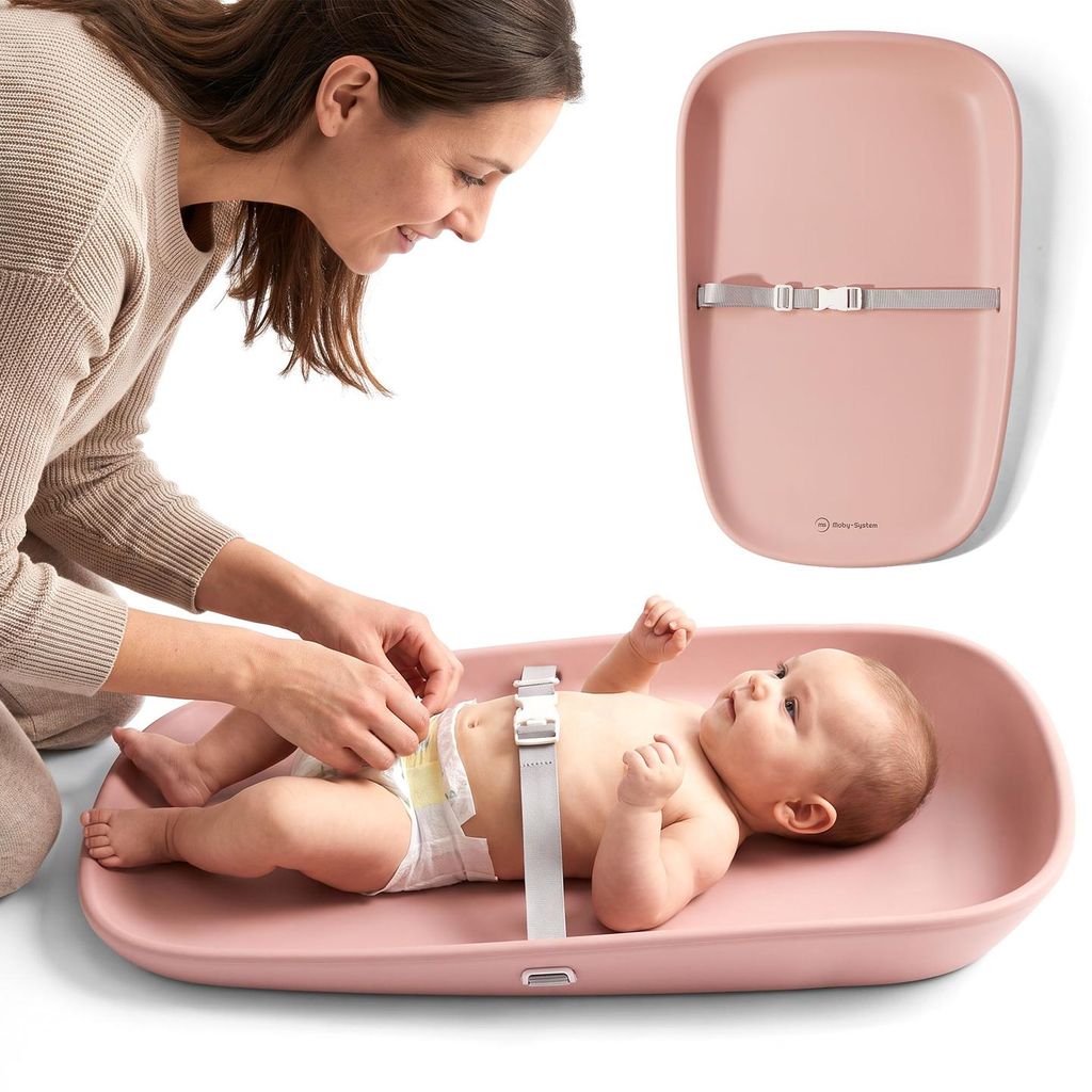 Moby System weiche Wickelauflage in Rosa, wasserdicht und Produktbild 