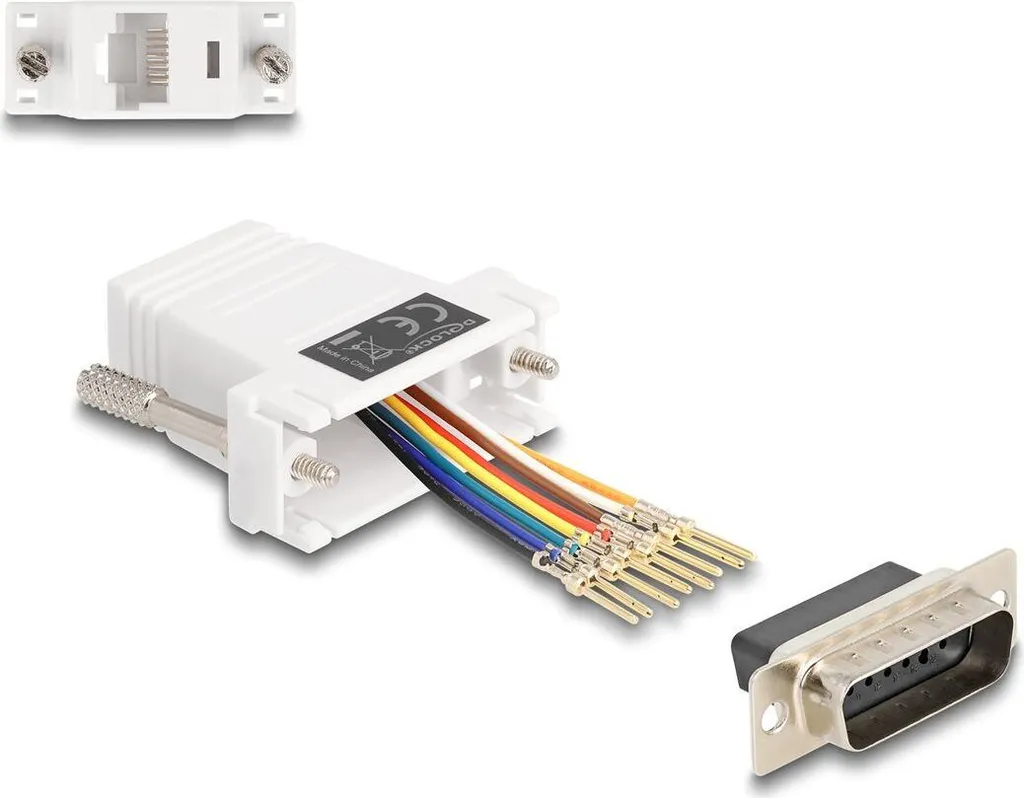 Kit Adattatore Seriale DELOCK DB15 - RJ45 Bianco Personalizzabile